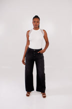 Nyssa Jeans - jean barrel negro, FREDDA