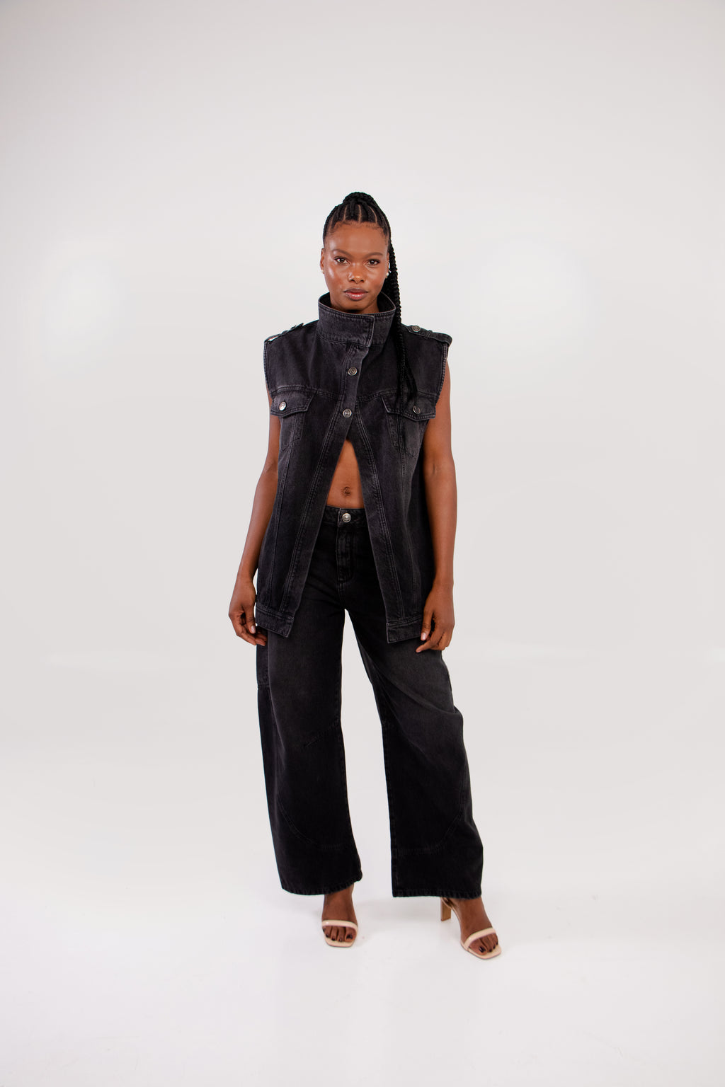 Nyssa Jeans - jean barrel negro, FREDDA